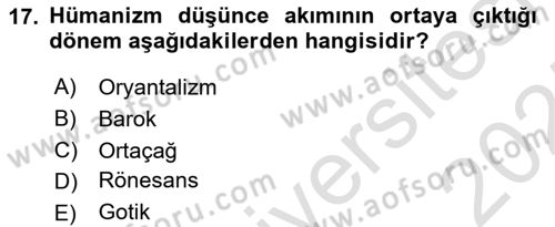 Akdeniz Uygarlıkları Sanatı Dersi 2024 - 2025 Yılı (Final) Dönem Sonu Sınav Soruları 17. Soru
