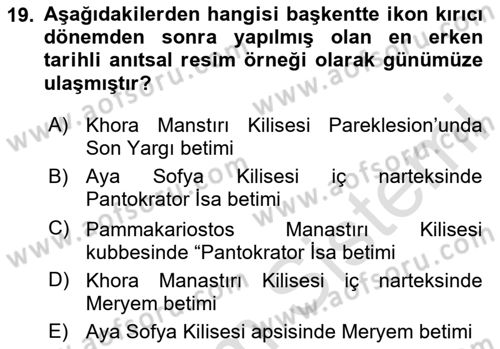 Akdeniz Uygarlıkları Sanatı Dersi 2024 - 2025 Yılı (Final) Dönem Sonu Sınav Soruları 19. Soru