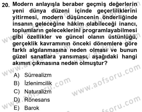 Akdeniz Uygarlıkları Sanatı Dersi 2024 - 2025 Yılı (Final) Dönem Sonu Sınav Soruları 20. Soru