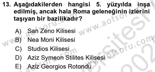 Akdeniz Uygarlıkları Sanatı Dersi 2024 - 2025 Yılı Yaz Okulu Sınav Soruları 13. Soru