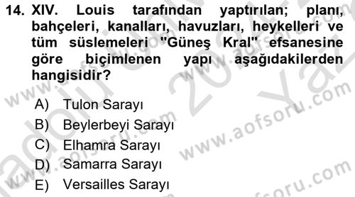 Akdeniz Uygarlıkları Sanatı Dersi 2024 - 2025 Yılı Yaz Okulu Sınav Soruları 14. Soru