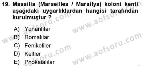 Akdeniz Uygarlıkları Sanatı Dersi 2024 - 2025 Yılı Yaz Okulu Sınav Soruları 19. Soru