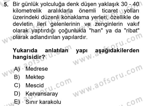 Akdeniz Uygarlıkları Sanatı Dersi 2024 - 2025 Yılı Yaz Okulu Sınav Soruları 5. Soru