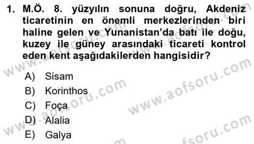 Akdeniz Uygarlıkları Sanatı Dersi 2025 - 2026 Yılı (Vize) Ara Sınav Soruları 1. Soru