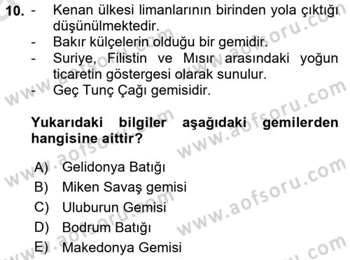 Akdeniz Uygarlıkları Sanatı Dersi 2025 - 2026 Yılı (Vize) Ara Sınav Soruları 10. Soru