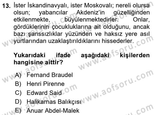 Akdeniz Uygarlıkları Sanatı Dersi 2025 - 2026 Yılı (Vize) Ara Sınav Soruları 13. Soru