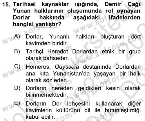 Akdeniz Uygarlıkları Sanatı Dersi 2025 - 2026 Yılı (Vize) Ara Sınav Soruları 15. Soru