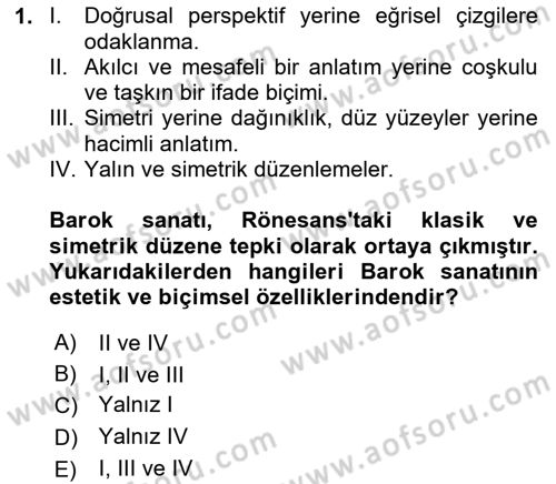 Akdeniz Uygarlıkları Sanatı Dersi 2025 - 2026 Yılı (Final) Dönem Sonu Sınav Soruları 1. Soru