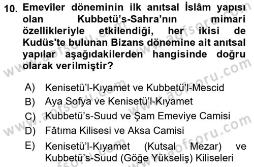 Akdeniz Uygarlıkları Sanatı Dersi 2025 - 2026 Yılı (Final) Dönem Sonu Sınav Soruları 10. Soru