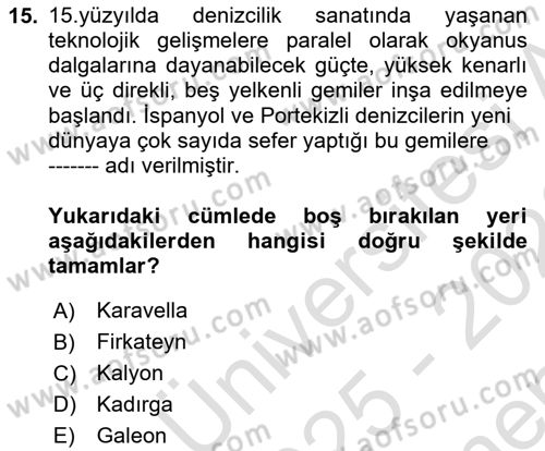 Akdeniz Uygarlıkları Sanatı Dersi 2025 - 2026 Yılı (Final) Dönem Sonu Sınav Soruları 15. Soru