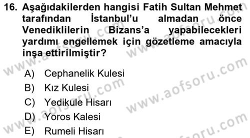 Akdeniz Uygarlıkları Sanatı Dersi 2025 - 2026 Yılı (Final) Dönem Sonu Sınav Soruları 16. Soru