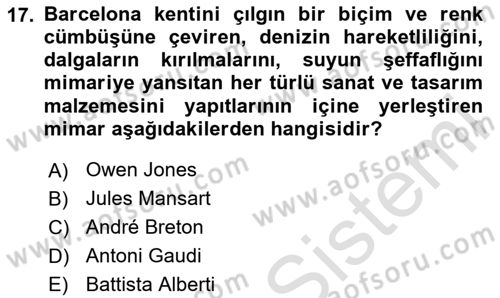 Akdeniz Uygarlıkları Sanatı Dersi 2025 - 2026 Yılı (Final) Dönem Sonu Sınav Soruları 17. Soru
