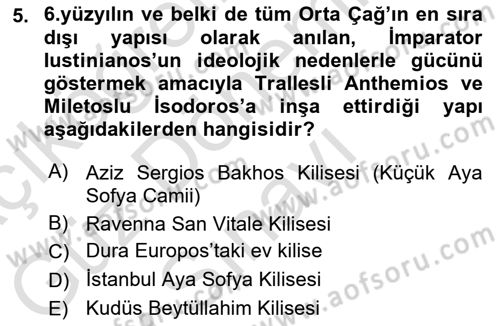 Akdeniz Uygarlıkları Sanatı Dersi 2025 - 2026 Yılı (Final) Dönem Sonu Sınav Soruları 5. Soru