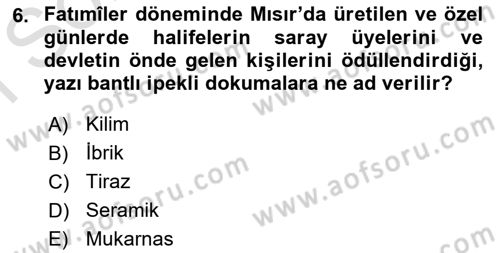 Akdeniz Uygarlıkları Sanatı Dersi 2025 - 2026 Yılı (Final) Dönem Sonu Sınav Soruları 6. Soru