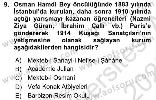 Akdeniz Uygarlıkları Sanatı Dersi 2025 - 2026 Yılı (Final) Dönem Sonu Sınav Soruları 9. Soru