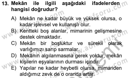 Güzel Sanatlar Dersi 2012 - 2013 Yılı (Vize) Ara Sınavı 13. Soru