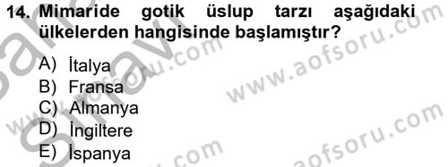 Güzel Sanatlar Dersi 2012 - 2013 Yılı (Vize) Ara Sınavı 14. Soru