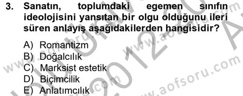 Güzel Sanatlar Dersi 2012 - 2013 Yılı (Vize) Ara Sınavı 3. Soru