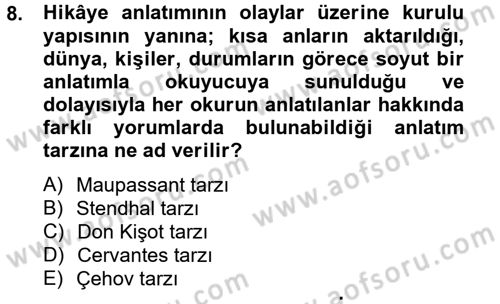 Güzel Sanatlar Dersi 2012 - 2013 Yılı (Vize) Ara Sınav Soruları 8. Soru