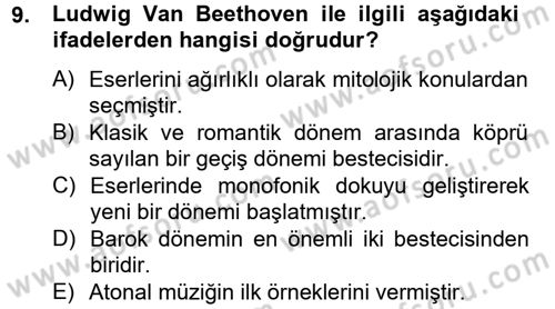 Güzel Sanatlar Dersi 2012 - 2013 Yılı (Final) Dönem Sonu Sınav Soruları 9. Soru