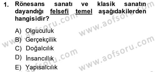 Güzel Sanatlar Dersi 2013 - 2014 Yılı (Vize) Ara Sınav Soruları 1. Soru