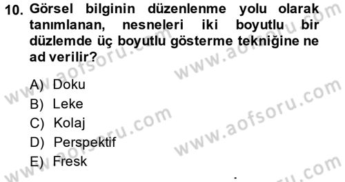 Güzel Sanatlar Dersi 2013 - 2014 Yılı (Vize) Ara Sınav Soruları 10. Soru