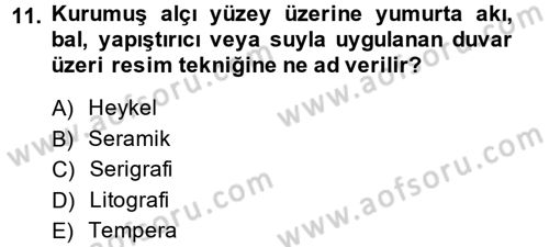 Güzel Sanatlar Dersi 2013 - 2014 Yılı (Vize) Ara Sınav Soruları 11. Soru