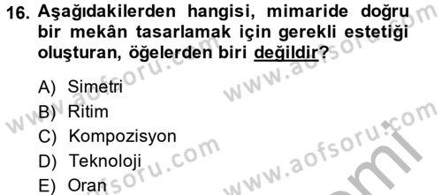 Güzel Sanatlar Dersi 2013 - 2014 Yılı (Vize) Ara Sınav Soruları 16. Soru