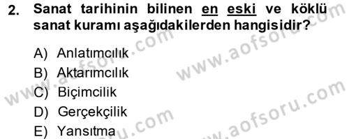 Güzel Sanatlar Dersi 2013 - 2014 Yılı (Vize) Ara Sınav Soruları 2. Soru