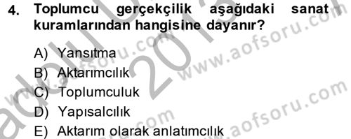 Güzel Sanatlar Dersi 2013 - 2014 Yılı (Vize) Ara Sınav Soruları 4. Soru