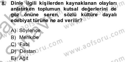 Güzel Sanatlar Dersi 2013 - 2014 Yılı (Vize) Ara Sınav Soruları 8. Soru