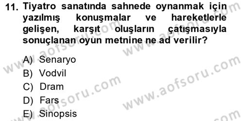 Güzel Sanatlar Dersi 2013 - 2014 Yılı (Final) Dönem Sonu Sınav Soruları 11. Soru