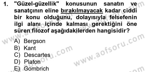 Güzel Sanatlar Dersi 2013 - 2014 Yılı Tek Ders Sınavı 1. Soru