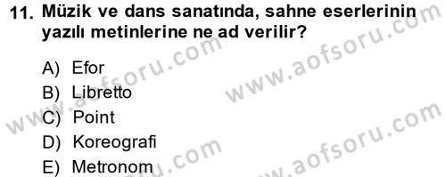 Güzel Sanatlar Dersi 2013 - 2014 Yılı Tek Ders Sınav Soruları 11. Soru