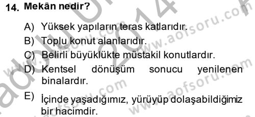 Güzel Sanatlar Dersi 2014 - 2015 Yılı (Vize) Ara Sınavı 14. Soru