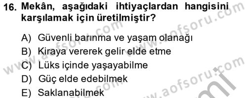 Güzel Sanatlar Dersi 2014 - 2015 Yılı (Vize) Ara Sınavı 16. Soru