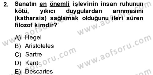 Güzel Sanatlar Dersi 2014 - 2015 Yılı (Vize) Ara Sınavı 2. Soru