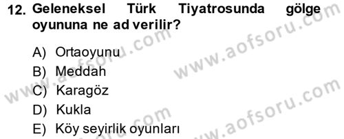 Güzel Sanatlar Dersi 2014 - 2015 Yılı (Final) Dönem Sonu Sınav Soruları 12. Soru