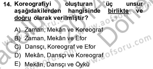 Güzel Sanatlar Dersi 2014 - 2015 Yılı (Final) Dönem Sonu Sınav Soruları 14. Soru