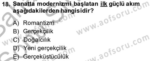 Güzel Sanatlar Dersi 2014 - 2015 Yılı (Final) Dönem Sonu Sınav Soruları 18. Soru