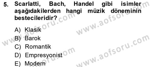 Güzel Sanatlar Dersi 2014 - 2015 Yılı (Final) Dönem Sonu Sınav Soruları 5. Soru