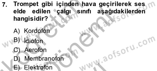 Güzel Sanatlar Dersi 2014 - 2015 Yılı (Final) Dönem Sonu Sınav Soruları 7. Soru