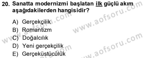 Güzel Sanatlar Dersi 2014 - 2015 Yılı Tek Ders Sınavı 20. Soru