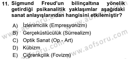 Güzel Sanatlar Dersi 2015 - 2016 Yılı (Vize) Ara Sınav Soruları 11. Soru