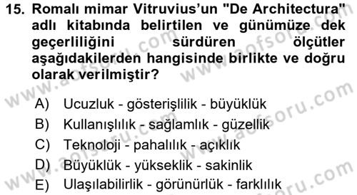 Güzel Sanatlar Dersi 2015 - 2016 Yılı (Vize) Ara Sınav Soruları 15. Soru