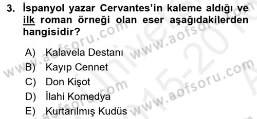 Güzel Sanatlar Dersi 2015 - 2016 Yılı (Vize) Ara Sınav Soruları 3. Soru