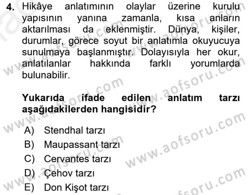 Güzel Sanatlar Dersi 2015 - 2016 Yılı (Vize) Ara Sınav Soruları 4. Soru