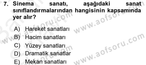 Güzel Sanatlar Dersi 2015 - 2016 Yılı (Vize) Ara Sınav Soruları 7. Soru