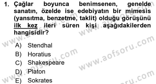 Güzel Sanatlar Dersi 2015 - 2016 Yılı (Final) Dönem Sonu Sınav Soruları 1. Soru