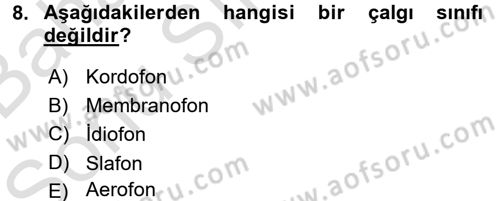 Güzel Sanatlar Dersi 2015 - 2016 Yılı (Final) Dönem Sonu Sınav Soruları 8. Soru